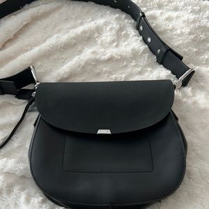 AllSaints black leather, silver accent purse. Brand new.